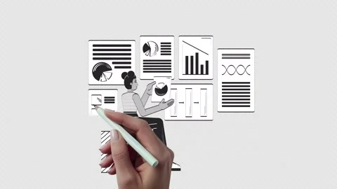 Data-driven product management hand drawn whiteboard sketch animation Stock Footage 295944926