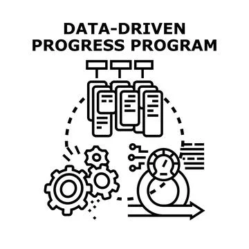 Data driven progress program concept developing business analytics Stock-Illustration