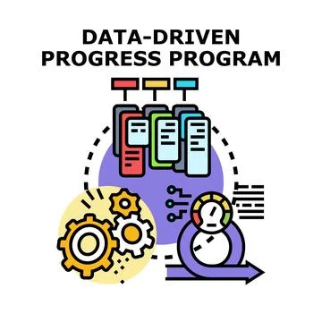 Data driven progress program concept developing business analytics Stock Illustration