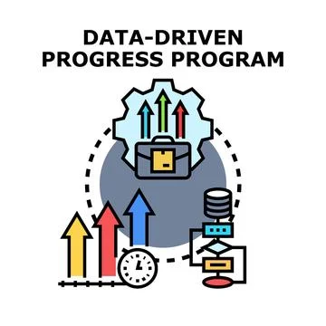 Data driven progress program developing business growth Illustration