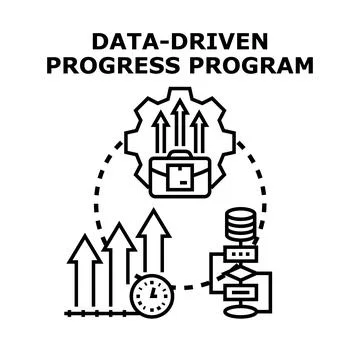 Data driven progress program developing business growth Stock Illustration