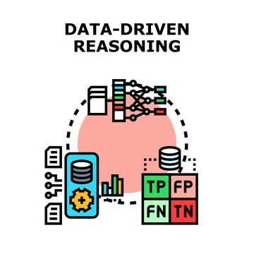 Data driven reasoning process analyzing machine learning model performance Stock Illustration