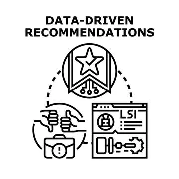 Data driven recommendations processing information for digital solutions Stock Illustration