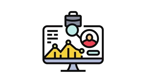 Data driven recruitment analytics head hunting color icon animation Video stock 326116223