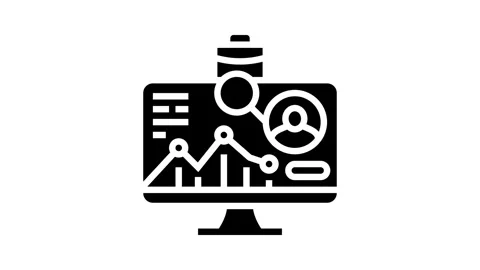 Data driven recruitment analytics head hunting glyph icon animation Video stock 326142595