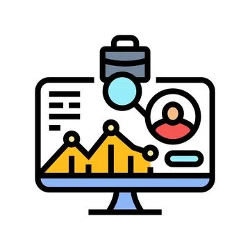Data driven recruitment analytics head hunting color icon vector illustration 스톡 일러스트