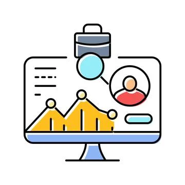 Data driven recruitment analytics head hunting color icon vector illustration 스톡 일러스트