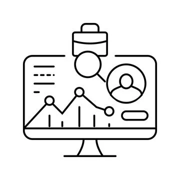 Data driven recruitment analytics head hunting line icon vector illustration 스톡 일러스트