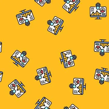 Data driven recruitment analytics head hunting vector seamless pattern Stock Illustration