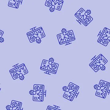 Data driven recruitment analytics head hunting line seamless pattern Stock Illustration