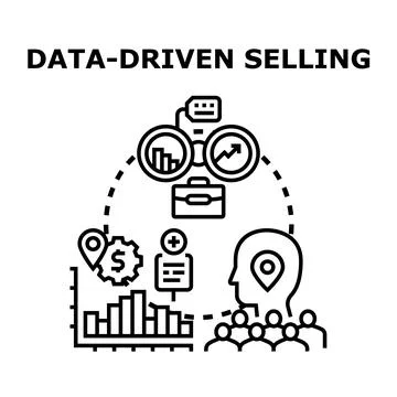 Data driven selling business technology concept イラスト素材