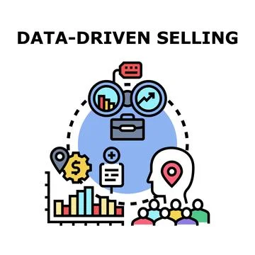 Data driven selling business technology concept Stock Illustration