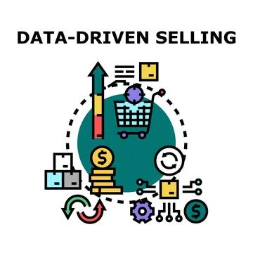 Data driven selling process optimizing business performance concept Stock Illustration