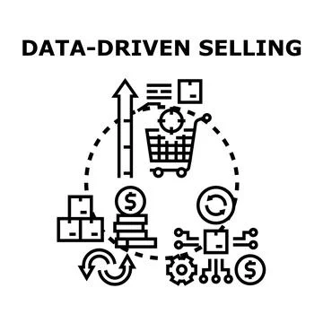 Data driven selling process optimizing business performance concept Stock Illustration