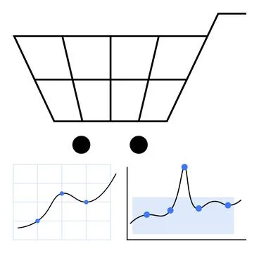 Data-Driven Shopping Merging Cart Analytics with Predictive Market Trends Illustrazione stock