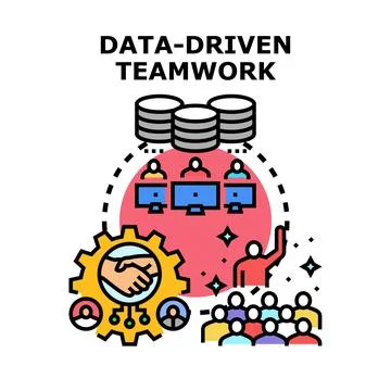 Data driven teamwork concept with business collaboration Stock Illustration