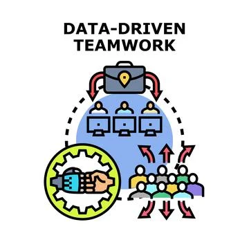 Data driven teamwork process and collaboration concept Stock Illustration