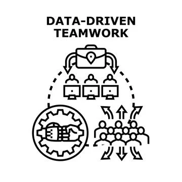 Data driven teamwork process and collaboration concept Stock Illustration