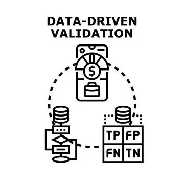 Data driven validation analyzing business performance metrics Stock Illustration