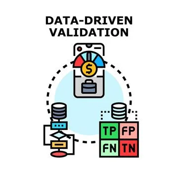 Data driven validation analyzing business performance metrics Stock Illustration