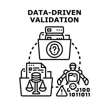 Data driven validation process analyzing information security Stockillustratie