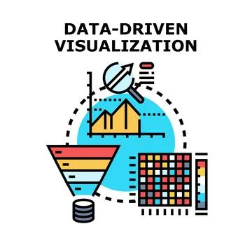 Data driven visualization concept analyzing business information 库存插图