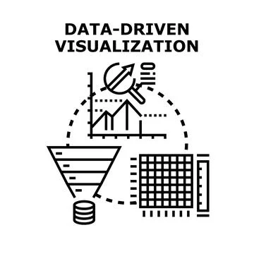 Data driven visualization concept analyzing business information Stock Illustration
