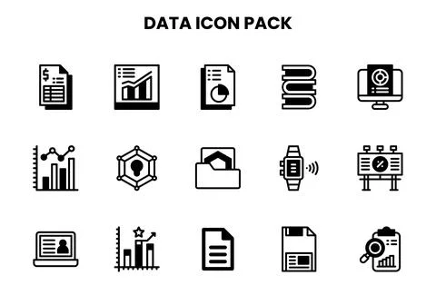 Data DuoTone Icons Pack Stock Illustration