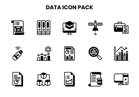 Data DuoTone Icons Pack Stock Illustration