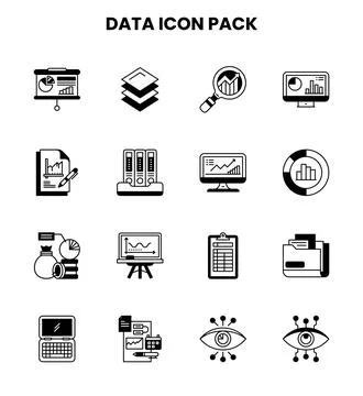 Data DuoTone Set Icons Pack 스톡 일러스트