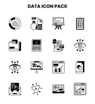 Data DuoTone Set Icons Pack Stock Illustration