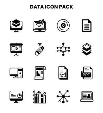 Data DuoTone Vector Icons Pack Stock Illustration