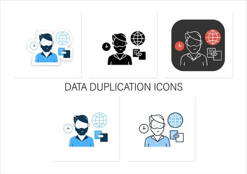 Data duplication icons set Illustrazione stock