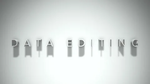 Data editing 3D title animation white text on a white background Stock Footage 298898630
