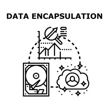 Data encapsulation concept protecting information security and privacy Illustrazione stock