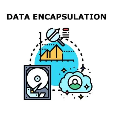 Data encapsulation concept protecting information security and privacy Illustrazione stock