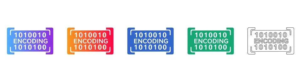Data Encoding Digital Icons Set Illustration