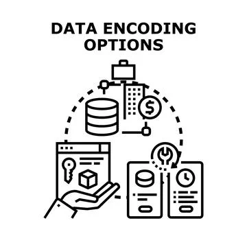 Data encoding options representing digital information processing Stock Illustration