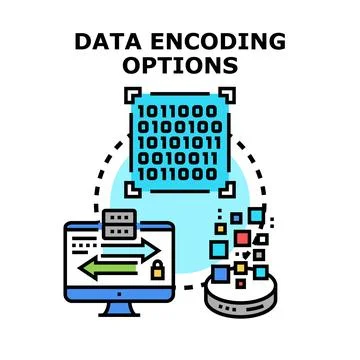 Data encoding options transmitting information securely Stock Illustration