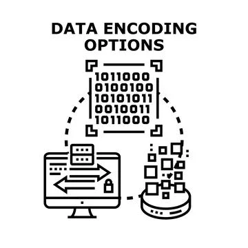 Data encoding options transmitting information securely Stock Illustration