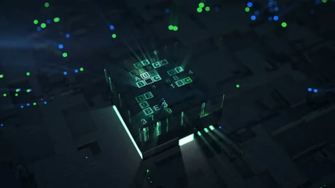 Data encoding process seamless loop 3D render animation Video stock 152607908