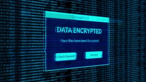 Data Encrypted notification and check payment for decrypt system files Stock Footage 200935423