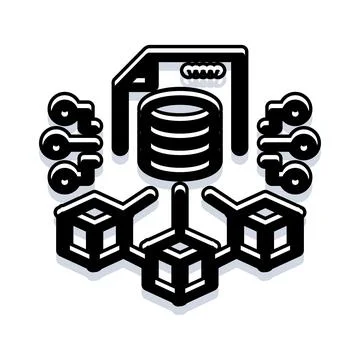 Data encryption and secure decentralized blockchain storage Stock Illustration