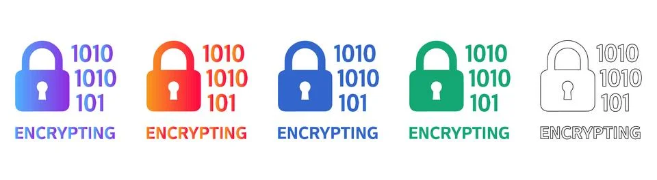 Data Encryption and Security Icons Stockillustratie