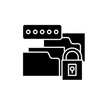 Data encryption black icon, vector sign on isolated background. Data encryption Stock Illustration