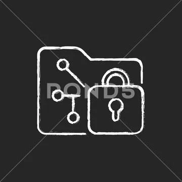 Data encryption chalk white icon on dark background イラスト素材