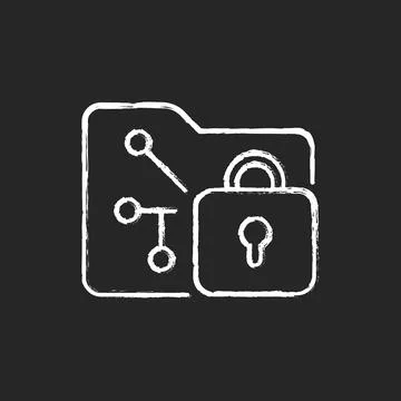 Data encryption chalk white icon on dark background Stock Illustration