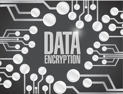 Data encryption circuit board illustration design Illustrazione stock
