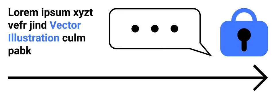 Data Encryption Concept with Chat Bubble and Lock Icon on White Background Illustrazione stock