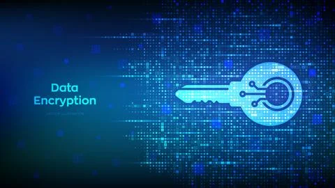 Data encryption concept. Cybersecurity and secure access. Electronic key icon イラスト素材